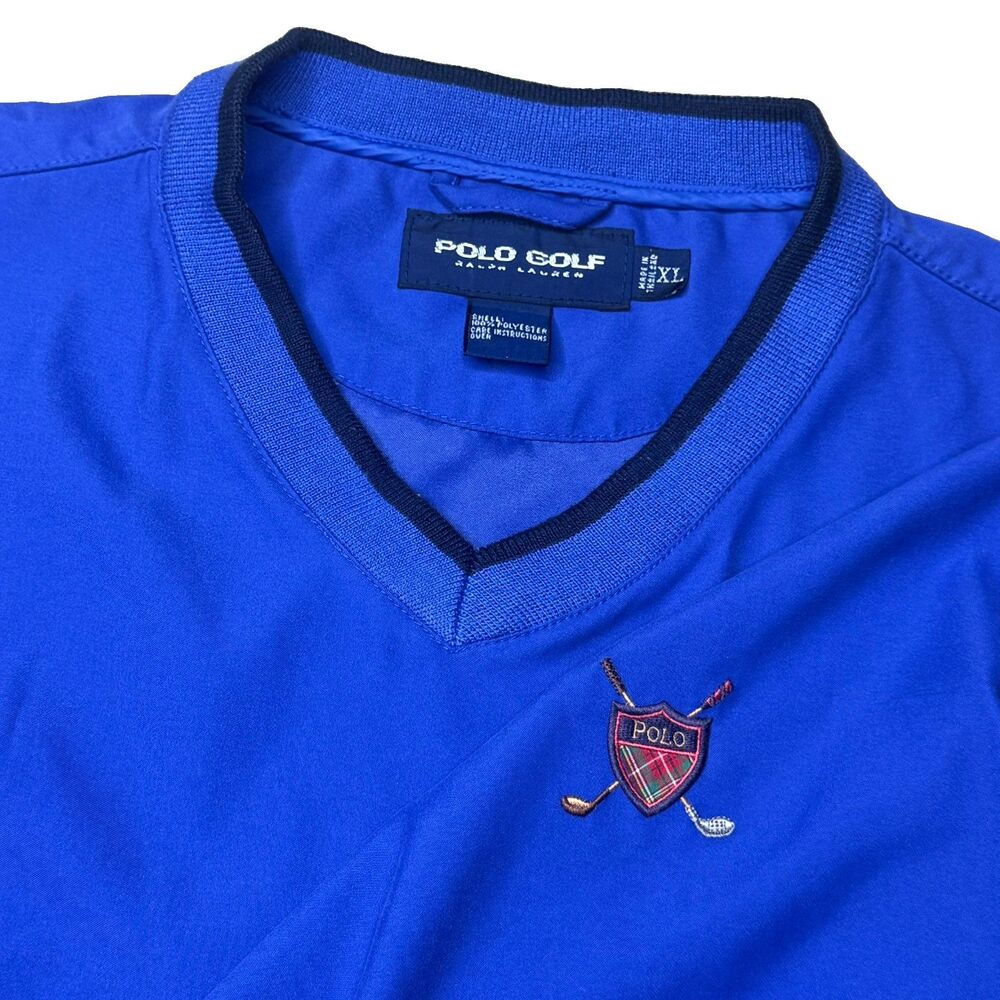 VTG 90s Polo Ralph Lauren Golf V-Neck Pullover Vest Blue Crest Mens Size XL